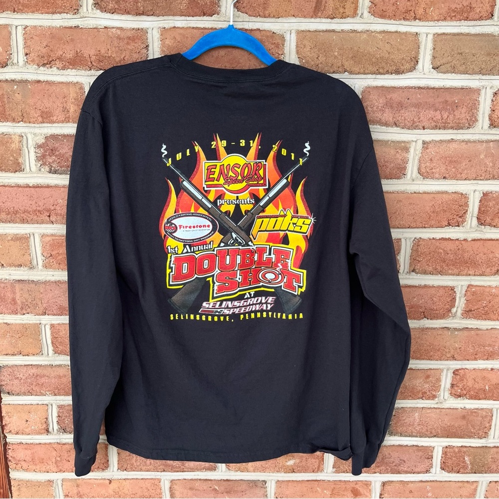 Long sleeve graphic car racing T-shirt. Size L